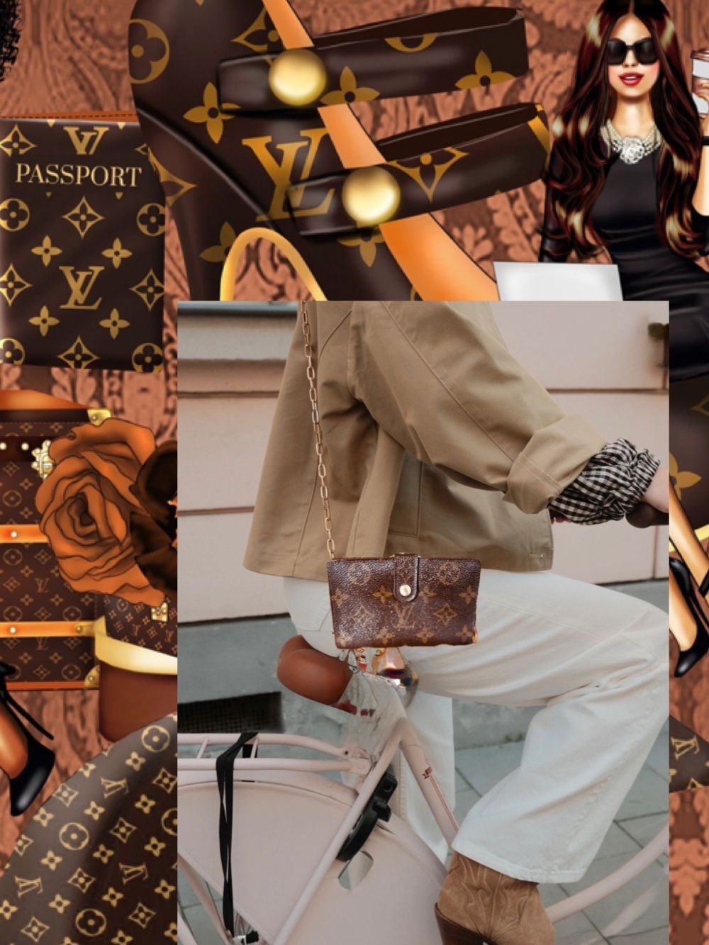 Louis Vuitton French purse, wallet, monogram, vintage kiss Lock vintage